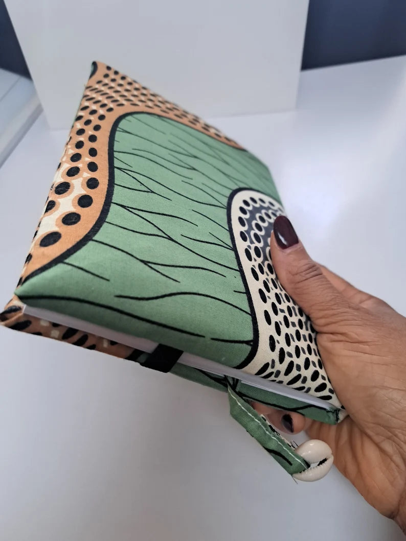 GREEN - A5 soft touch padded notebook with African print