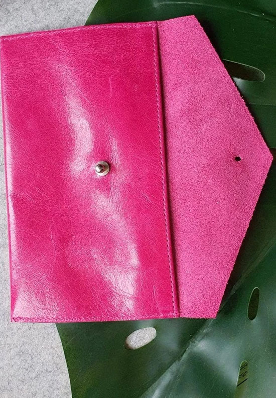 Pink - 100% handmade Mini leather coin money purse
