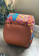 Dazzle - Handmade leather and African print footstool storage pouffe