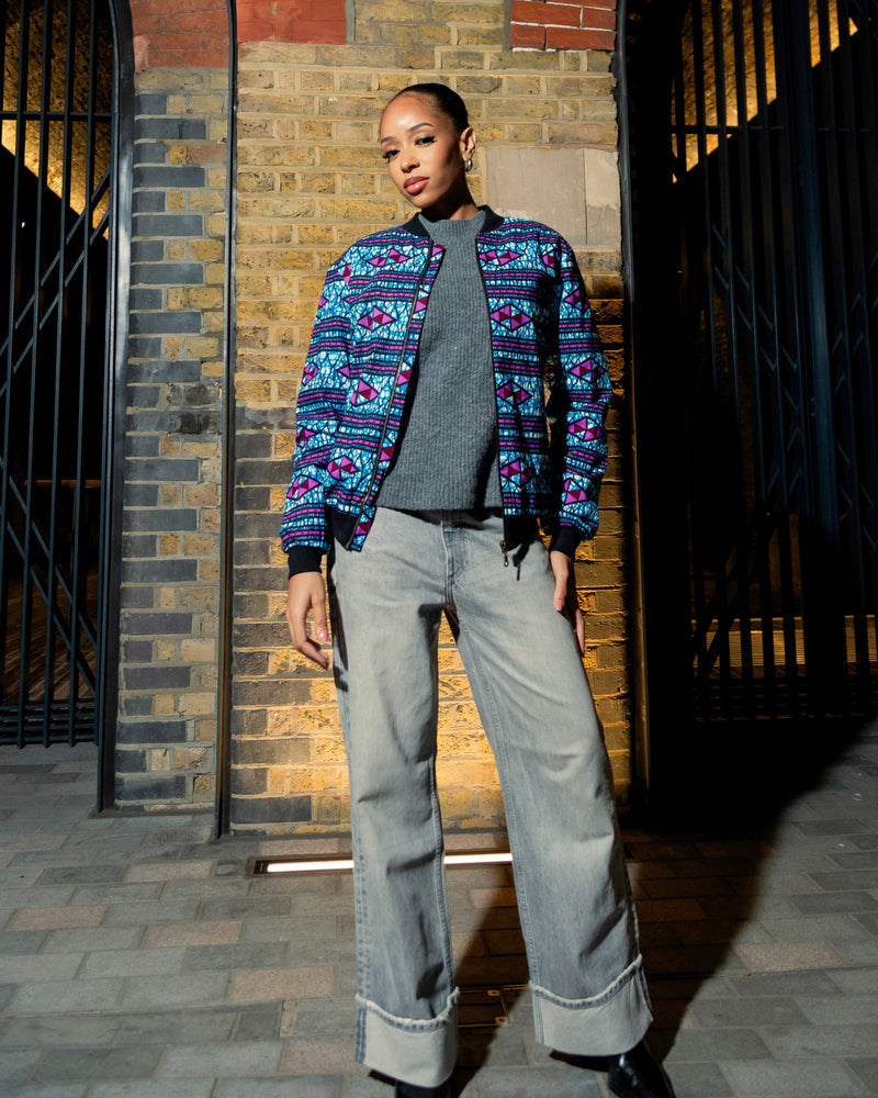 Blu - African print unisex bomber jacket