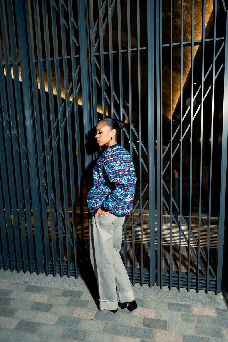 Blu - African print unisex bomber jacket