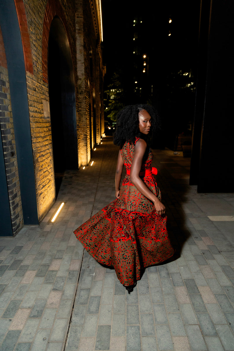 RED CAMO Marie Maxi - Ankara Maxi Dress, African party dress