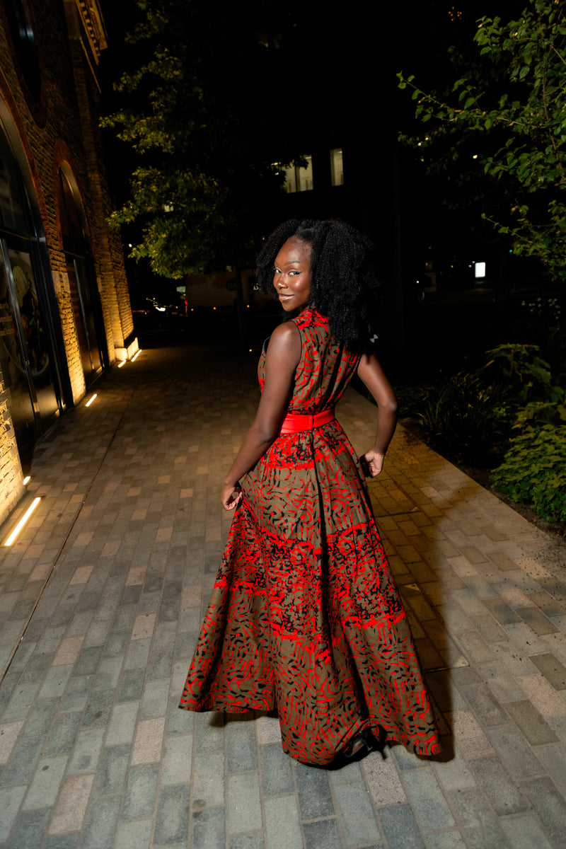 RED CAMO Marie Maxi - Ankara Maxi Dress, African party dress