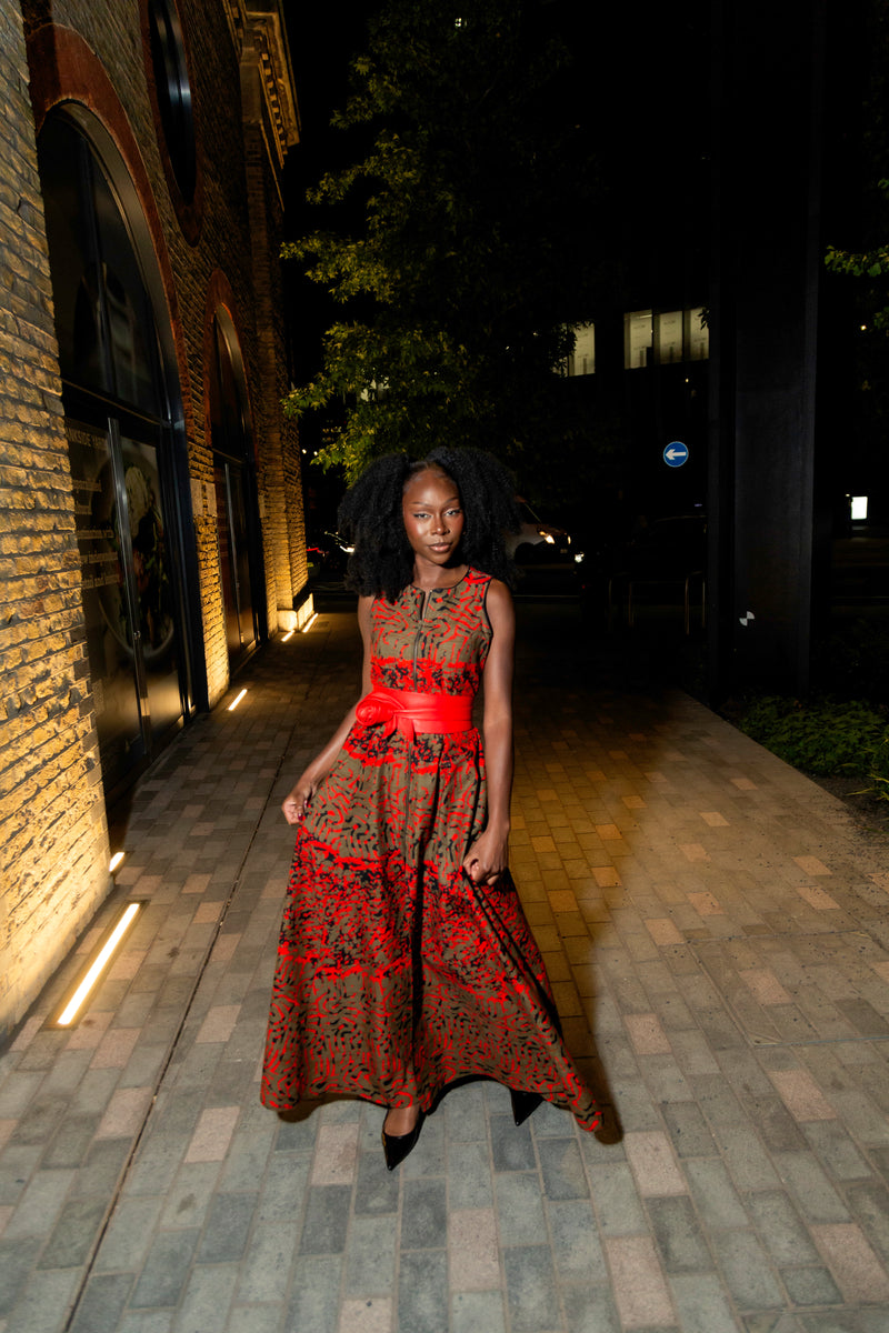 RED CAMO Marie Maxi - Ankara Maxi Dress, African party dress