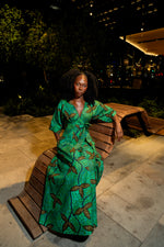 Green May Bloom - Ankara Maxi Dress