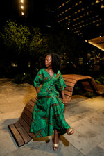 Green May Bloom - Ankara Maxi Dress