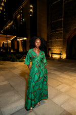 Green May Bloom - Ankara Maxi Dress