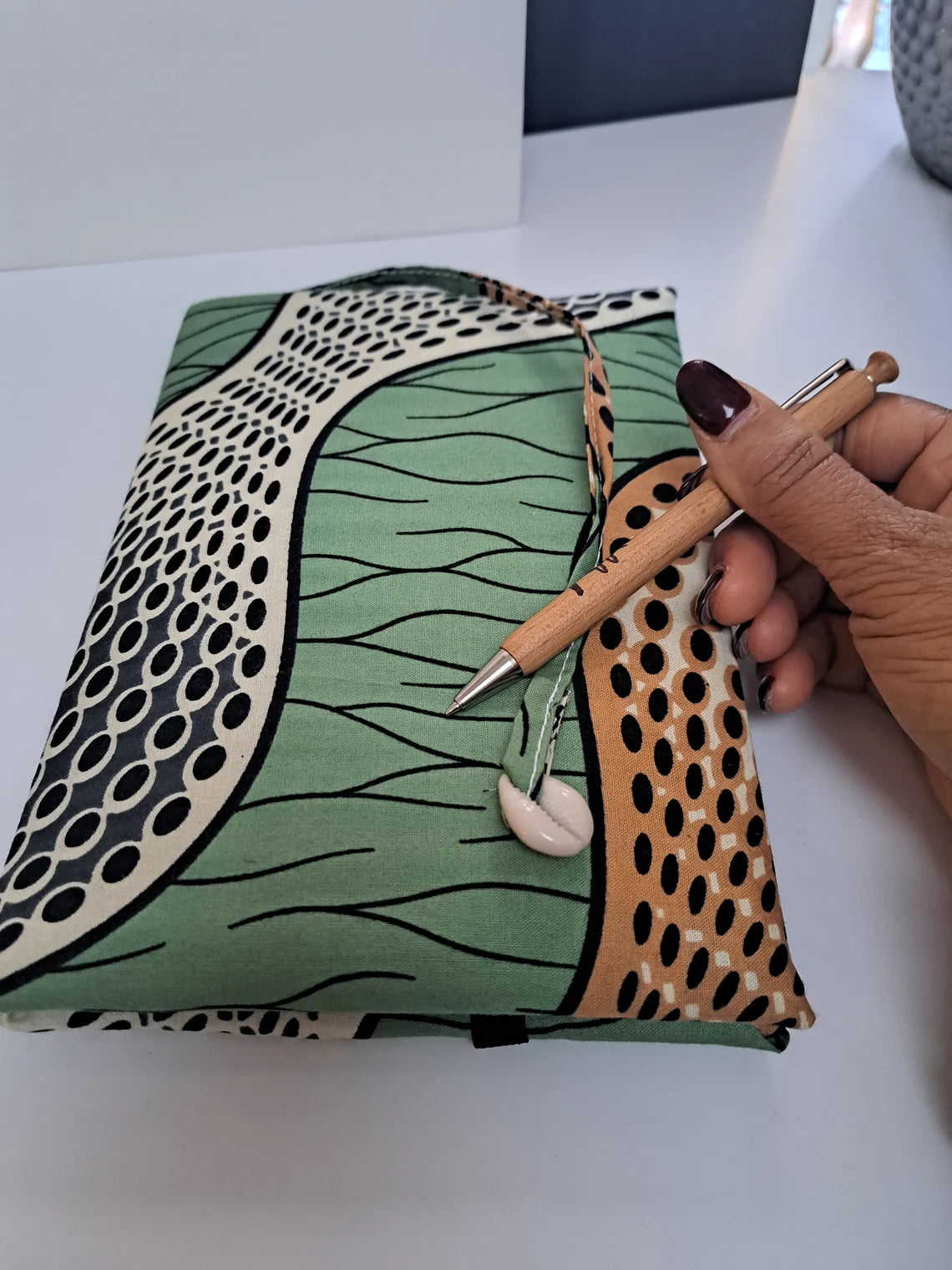 GREEN - A5 soft touch padded notebook with African print
