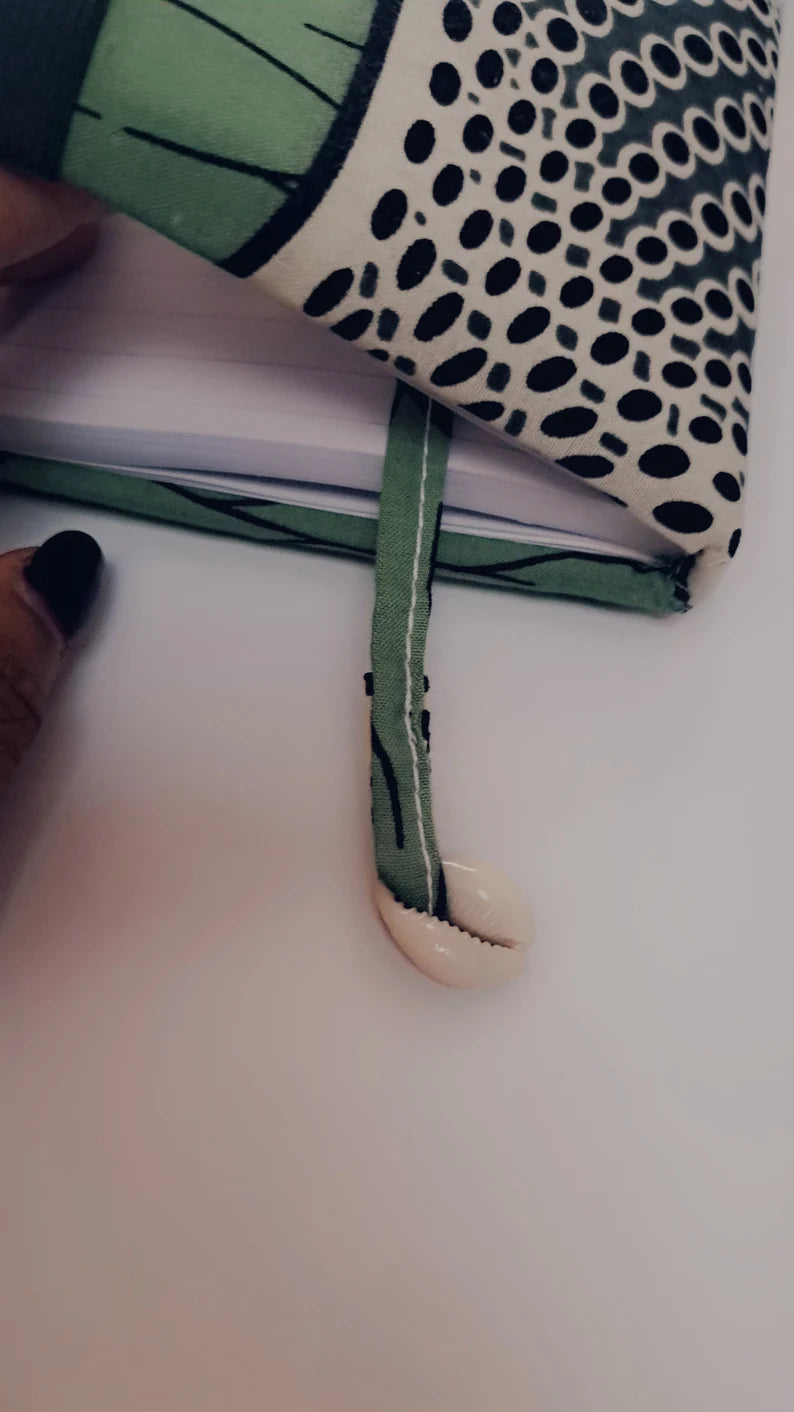 GREEN - A5 soft touch padded notebook with African print