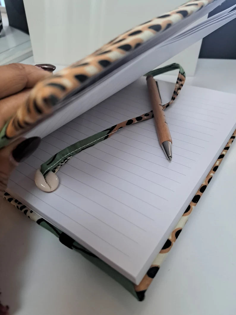 GREEN - A5 soft touch padded notebook with African print