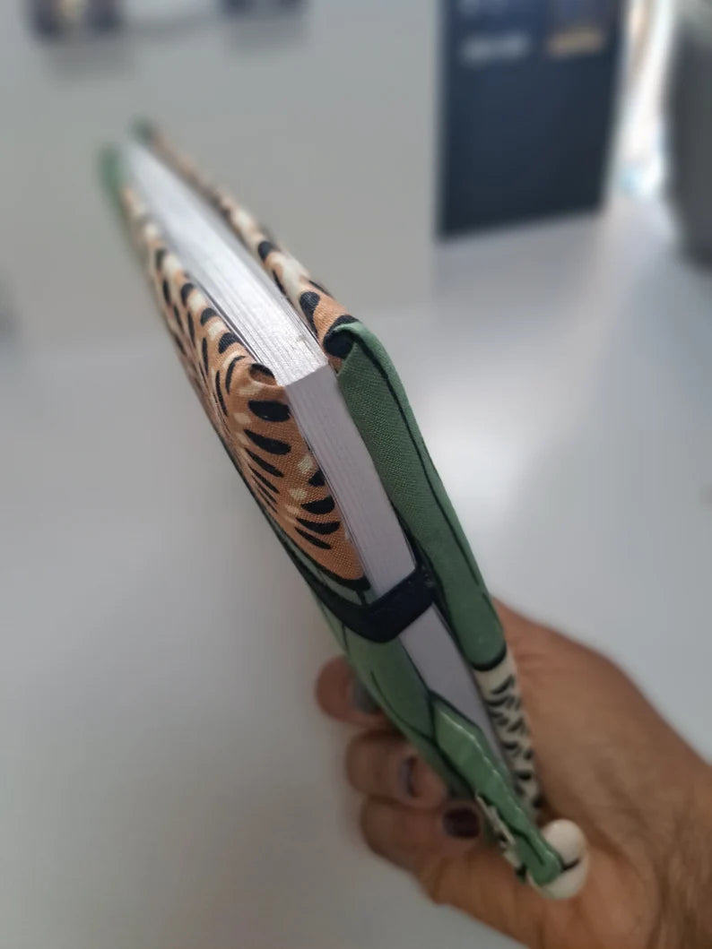 GREEN - A5 soft touch padded notebook with African print