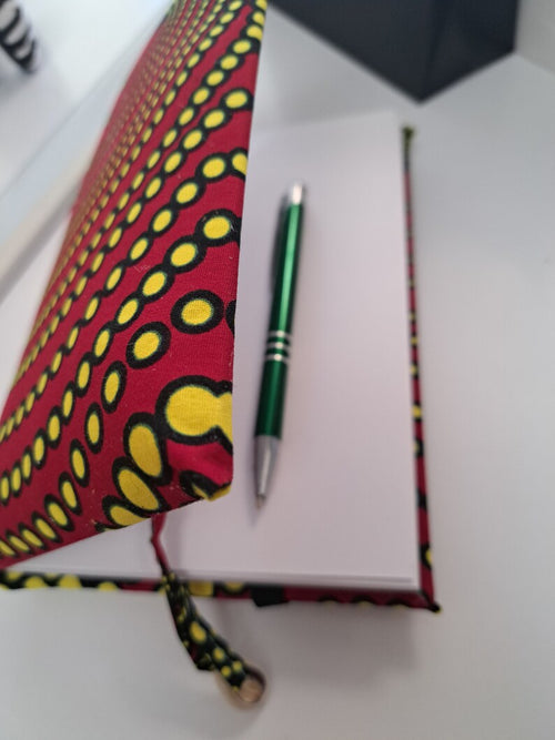 RED - Handmade gifts for mum/ Journal notebook self-care/ A5 Padded fabric African print notebook/ ankara wax notebook/ writing book - RED