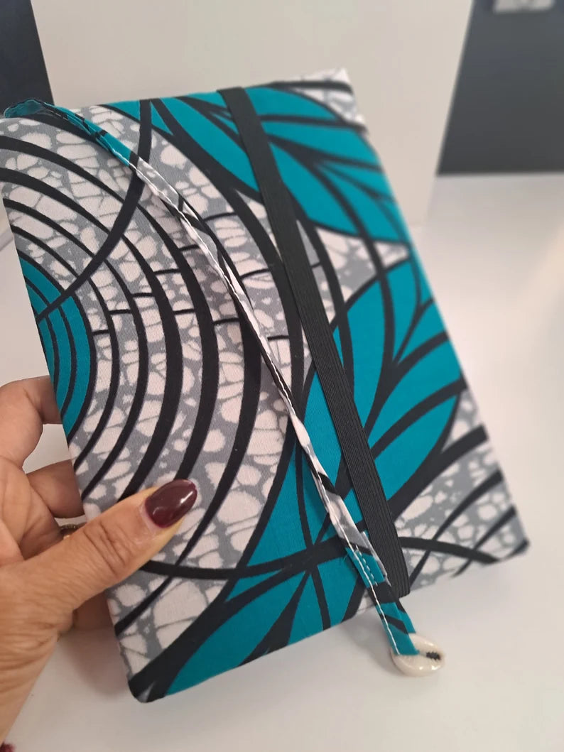 TURQUOISE BLUE - A5 soft touch notebook with ankara print for him for her