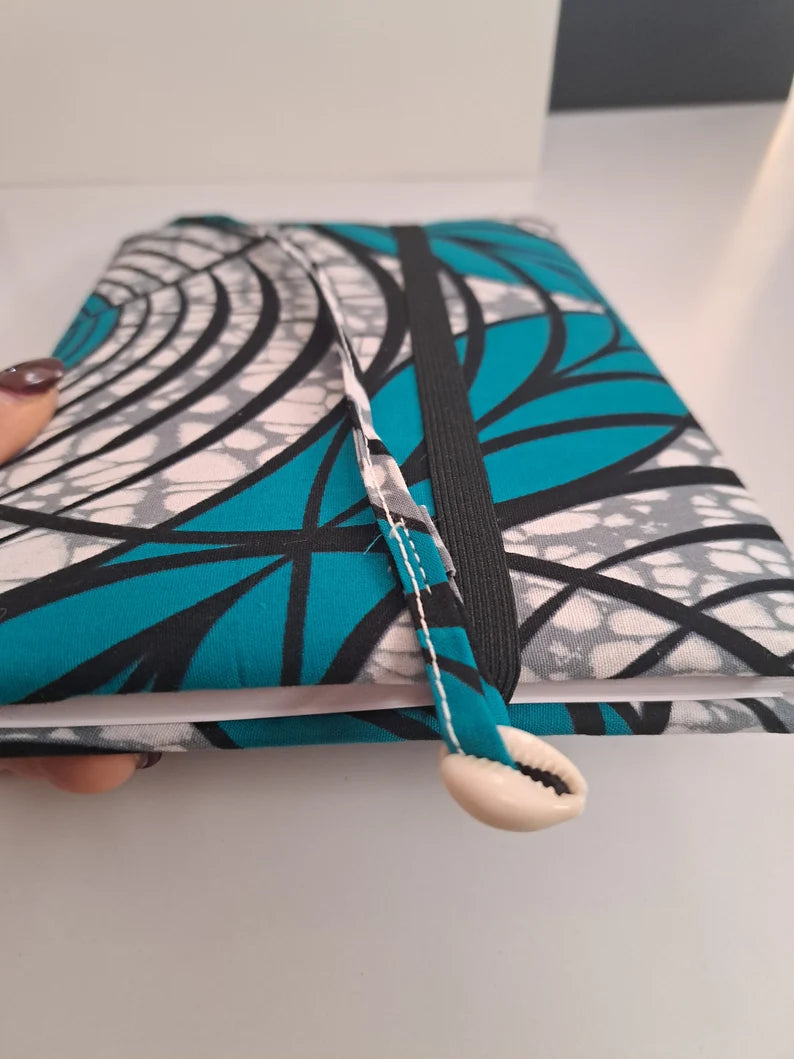 TURQUOISE BLUE - A5 soft touch notebook with ankara print for him for her