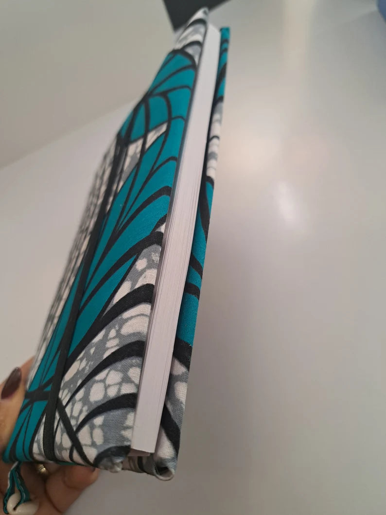TURQUOISE BLUE - A5 soft touch notebook with ankara print for him for her
