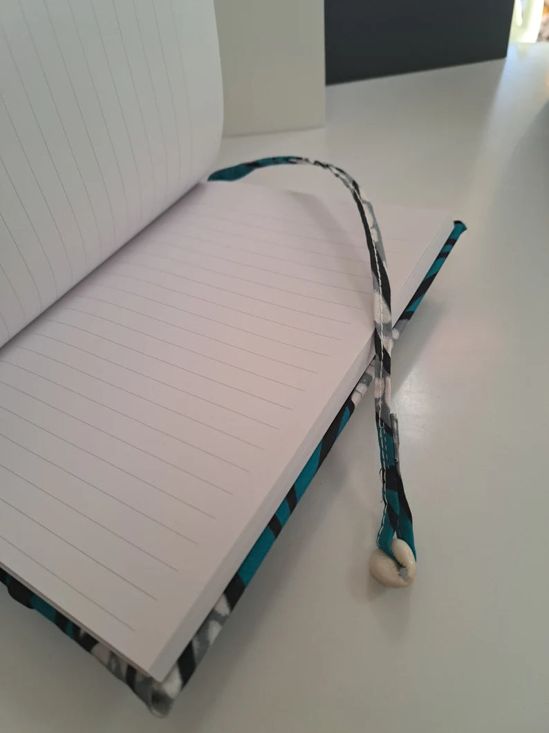 TURQUOISE BLUE - A5 soft touch notebook with ankara print for him for her