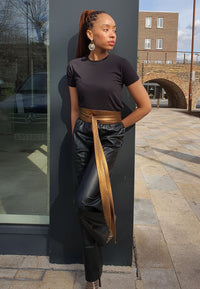 Bronze Metallic Leather Obi belt