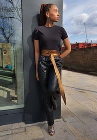 Bronze Metallic Leather Obi belt