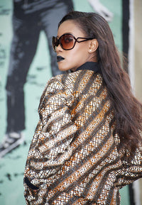 Brown - African print Bomber Jacket