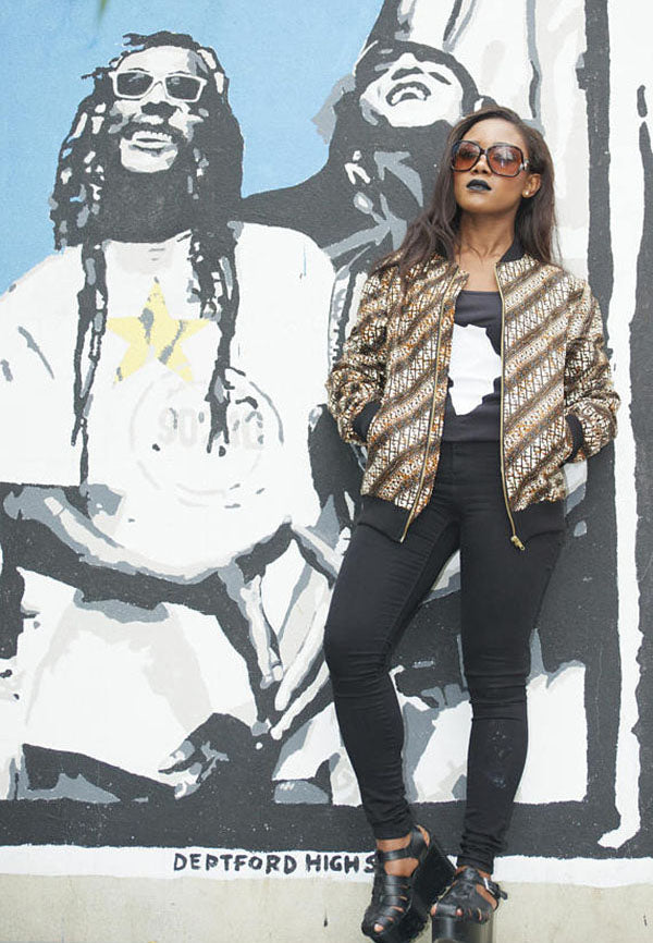 Brown - African print Bomber Jacket