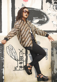 Brown - African print Bomber Jacket