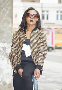 Brown - African print Bomber Jacket