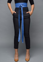 Blue Leather Obi belt