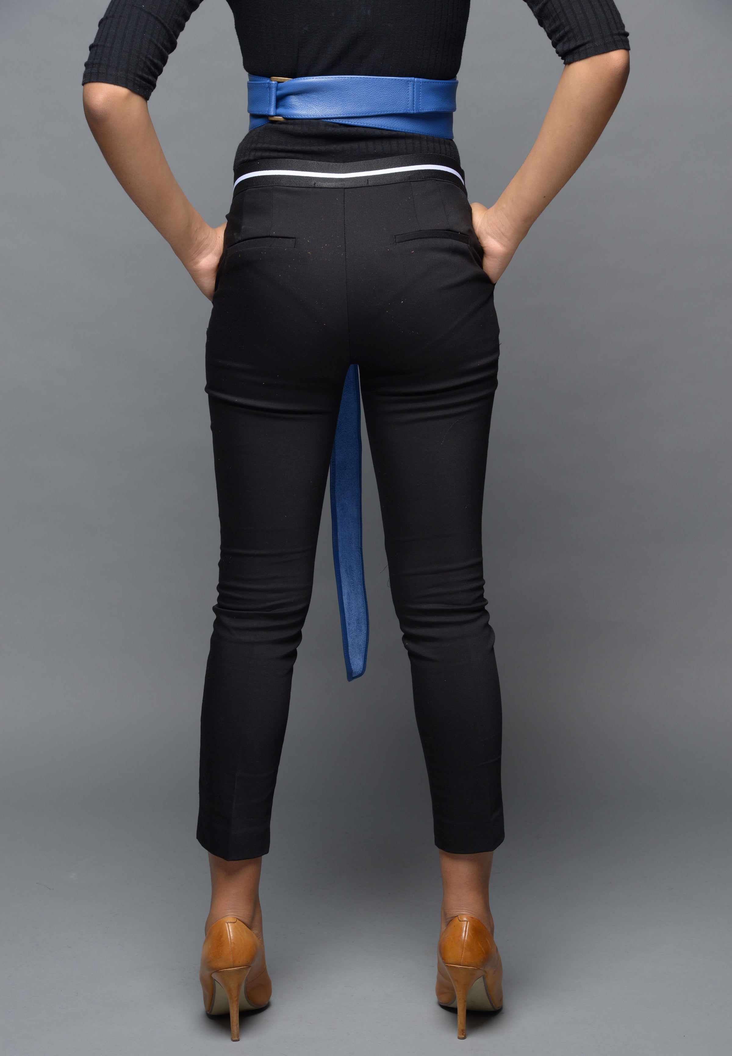 Blue Leather Obi belt