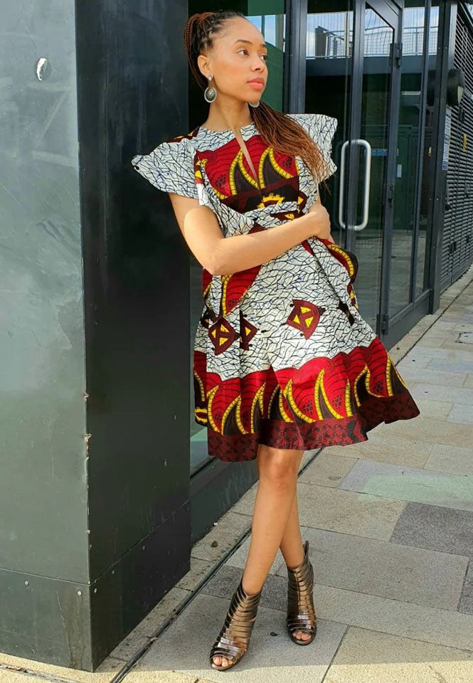 Nakia-in-Wakanda- Ankara Fit and Flare Mini Dress