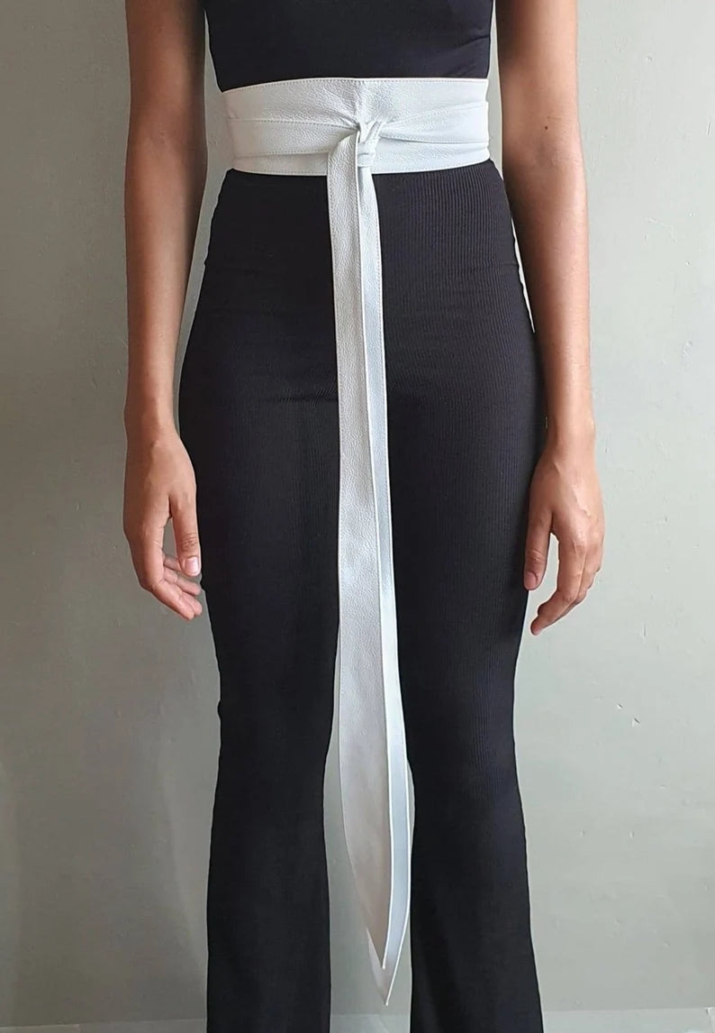 White Leather Obi belt