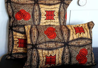 Orange and black - Handmade African print cushion