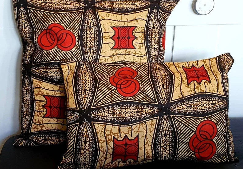Orange and black - Handmade African print cushion