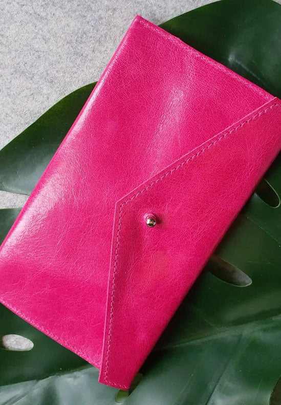 Pink - 100% handmade Mini leather coin money purse