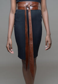 Dark Brown Leather Obi belt