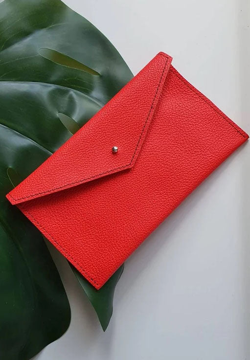 Red - 100% handmade Mini leather coin money purse