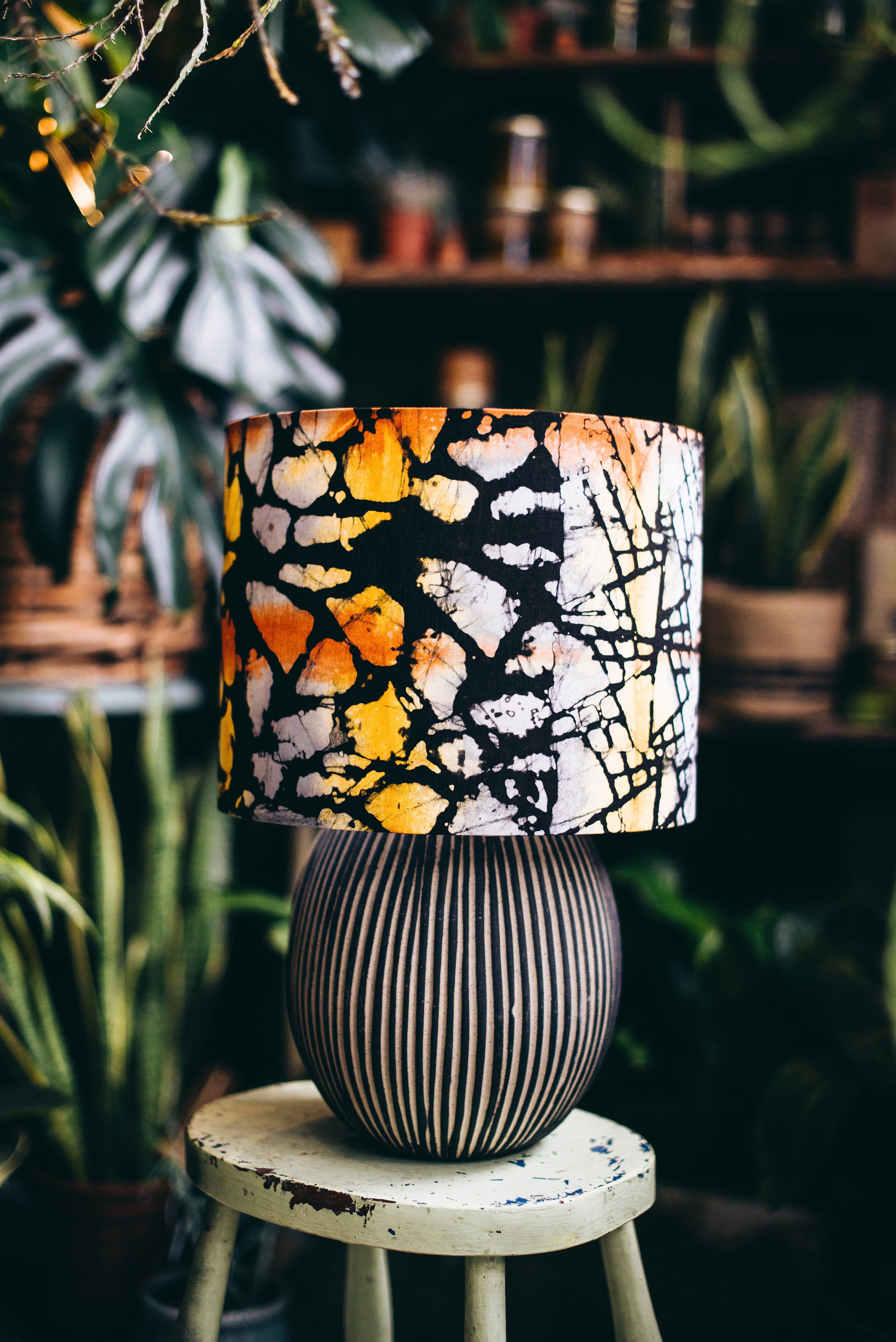 Pendant lampshade, home decor ideas, handmade drum lampshade, ceiling or lamp base handmade fabric batik lampshade - all sizes - Abstract