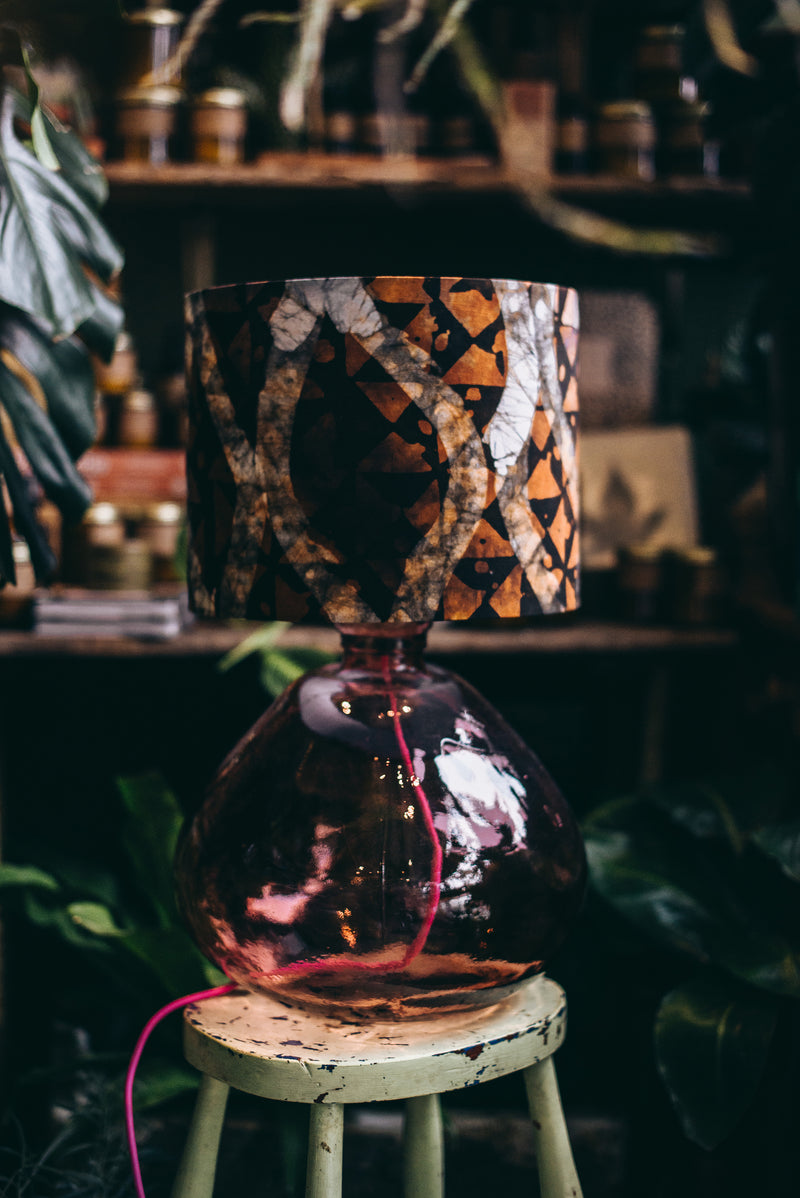 Pendant lampshade, home decor ideas, handmade drum lampshade, ceiling or lamp base handmade fabric batik lampshade - all sizes - Dezzy Batik
