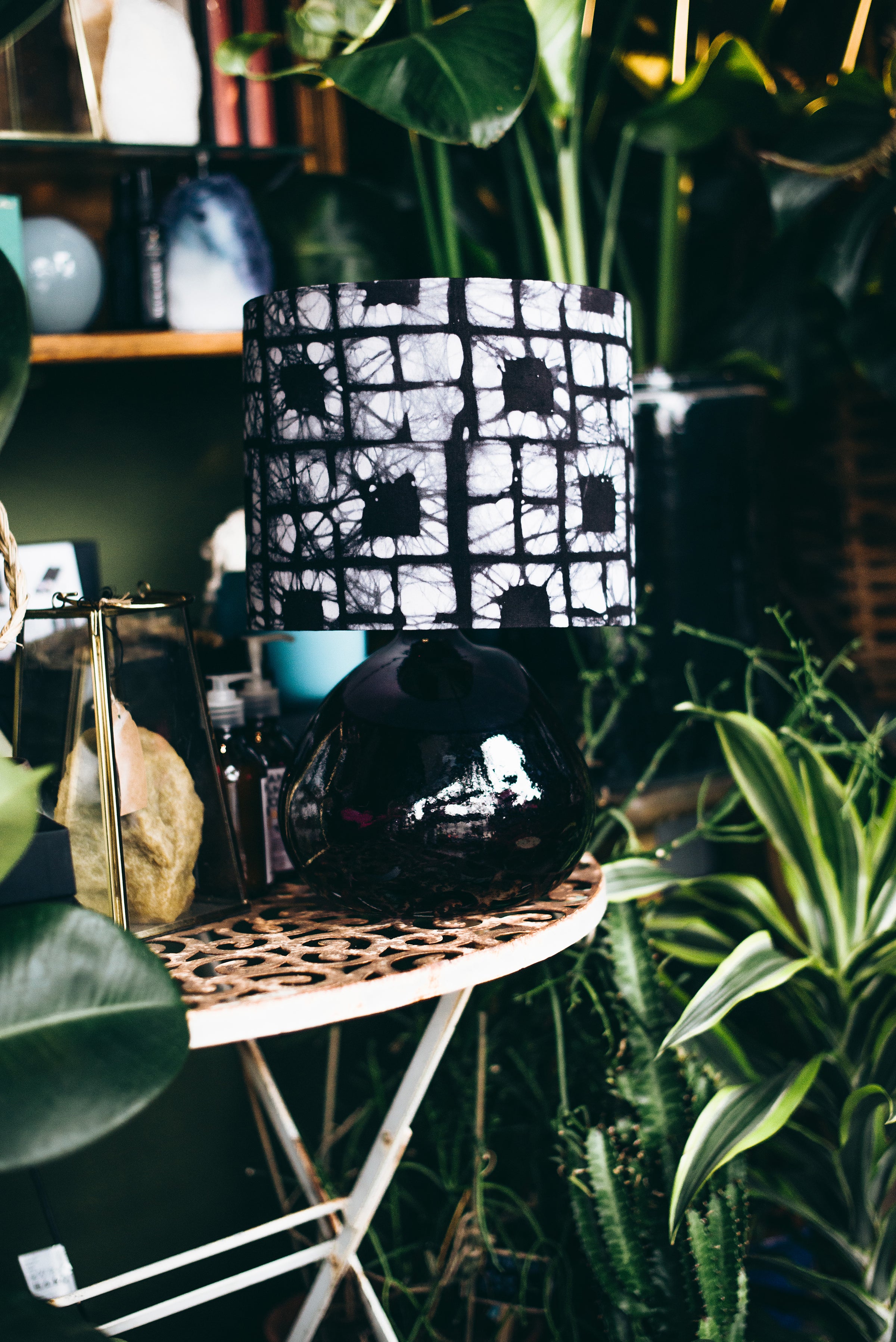 Black and White - Handmade pendent drum lampshades