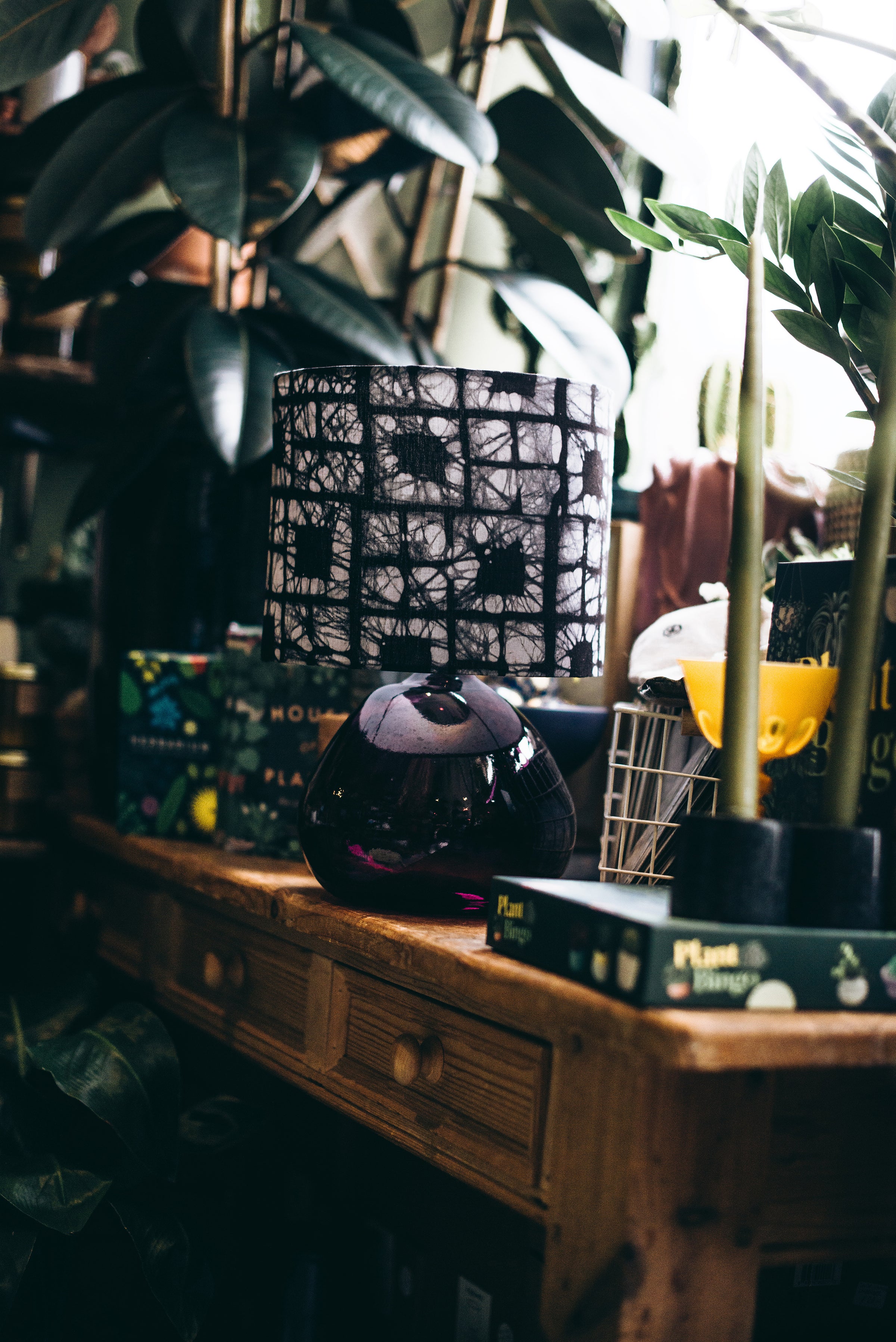 Black and White - Handmade pendent drum lampshades