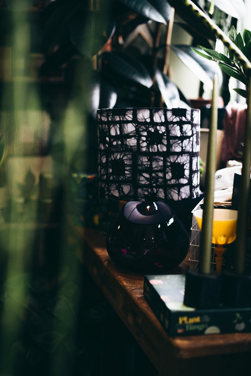 Black and White - Handmade pendent drum lampshades