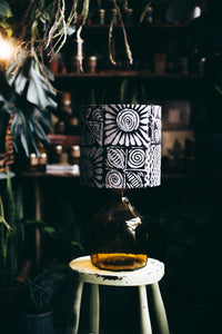 African Motif Black and White - Handmade pendent drum lampshades