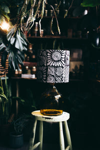 African Motif Black and White - Handmade pendent drum lampshades