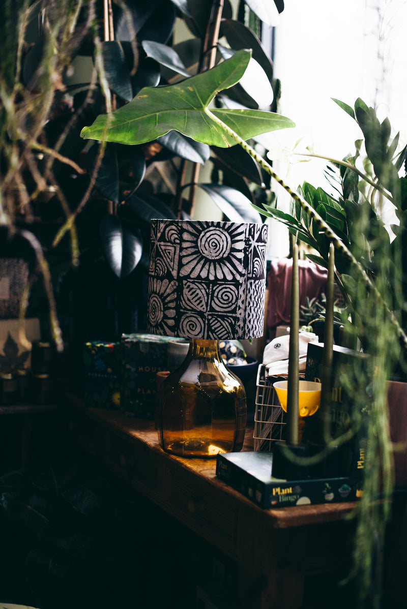 African Motif Black and White - Handmade pendent drum lampshades