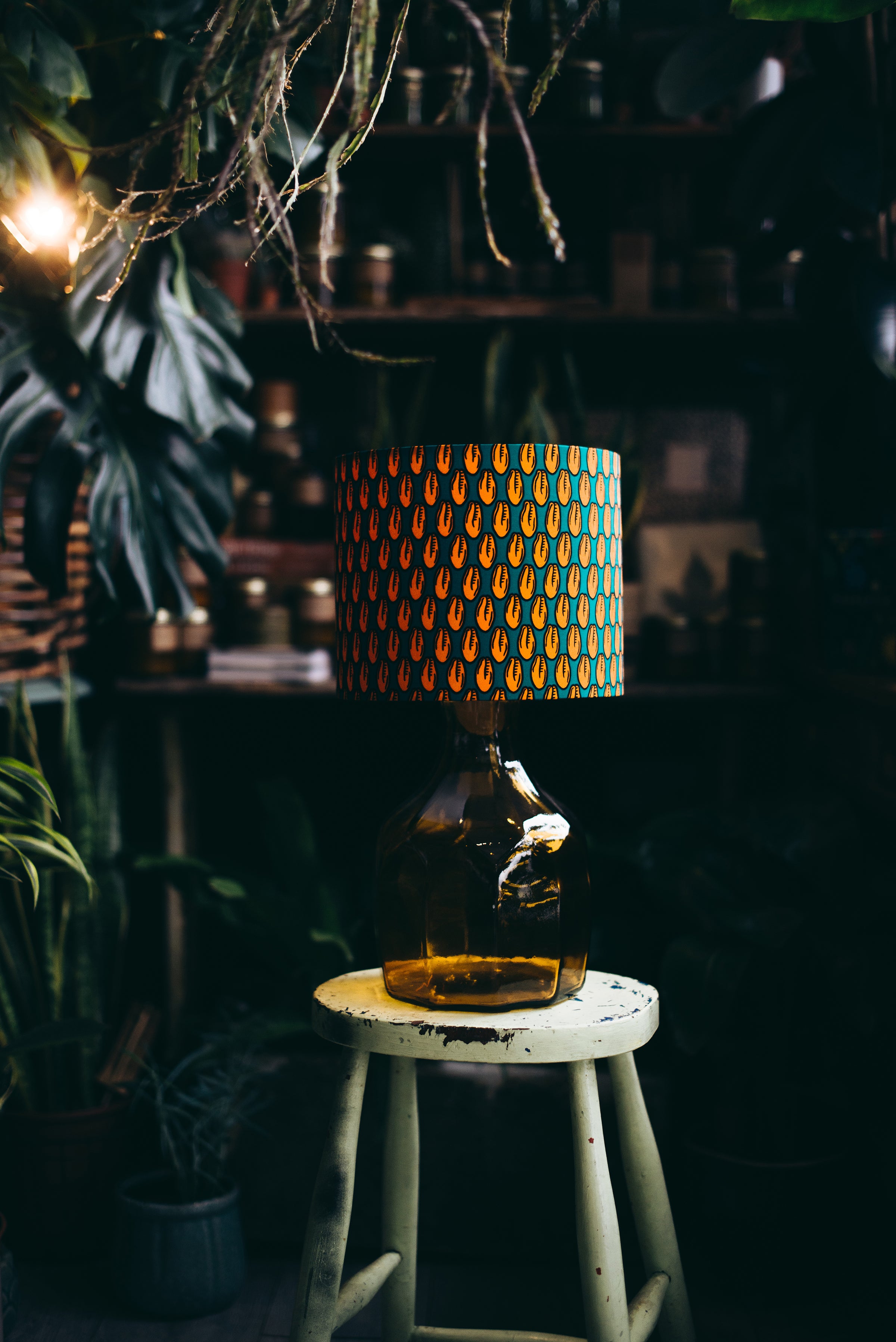 Orange and Blue - Handmade pendent drum lampshades