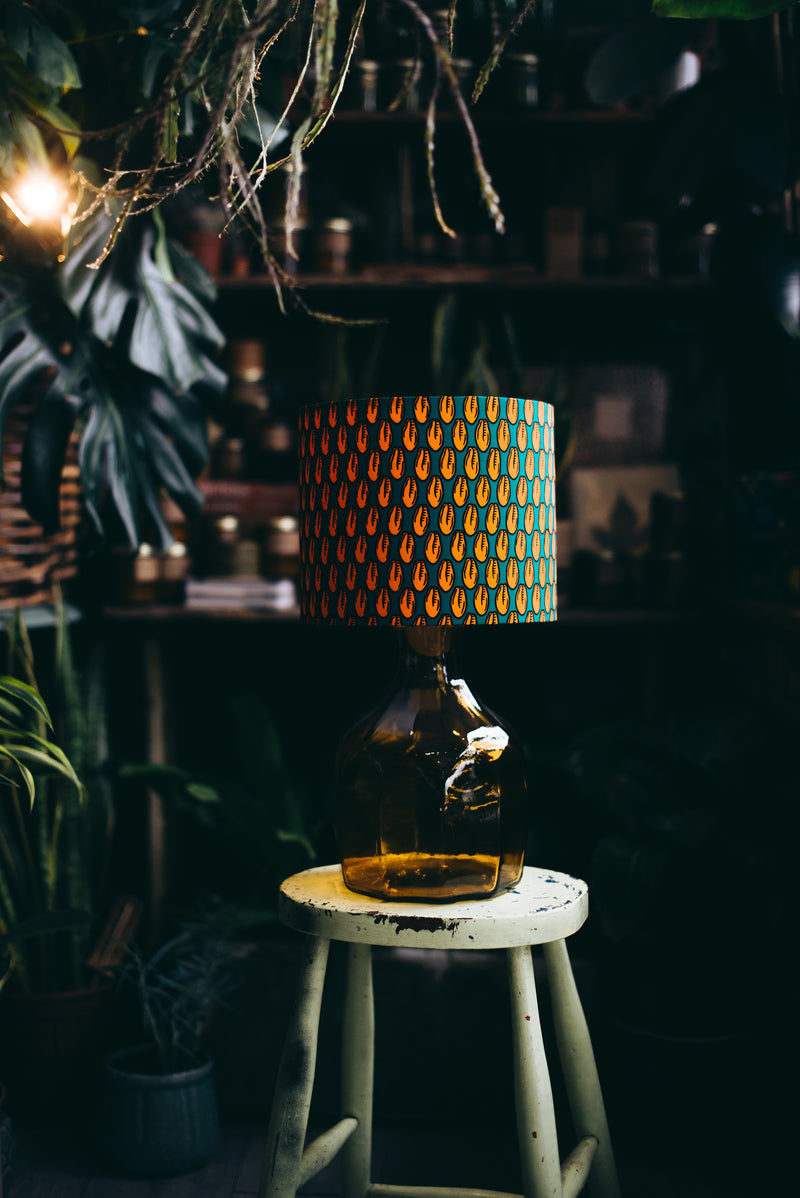 Orange and Blue - Handmade pendent drum lampshades