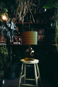 Orange and Blue - Handmade pendent drum lampshades