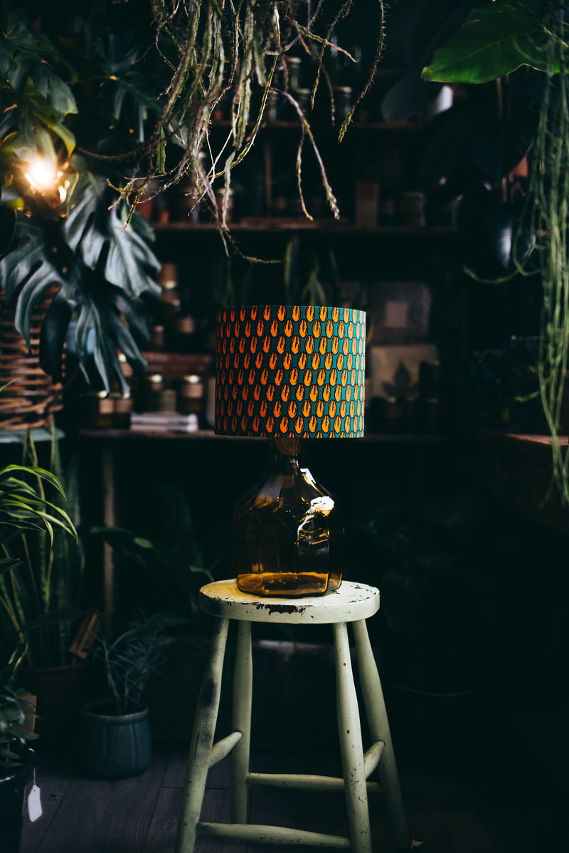Orange and Blue - Handmade pendent drum lampshades
