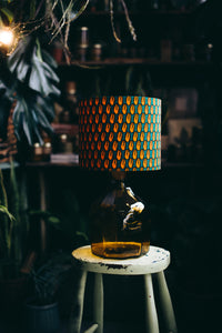 Orange and Blue - Handmade pendent drum lampshades