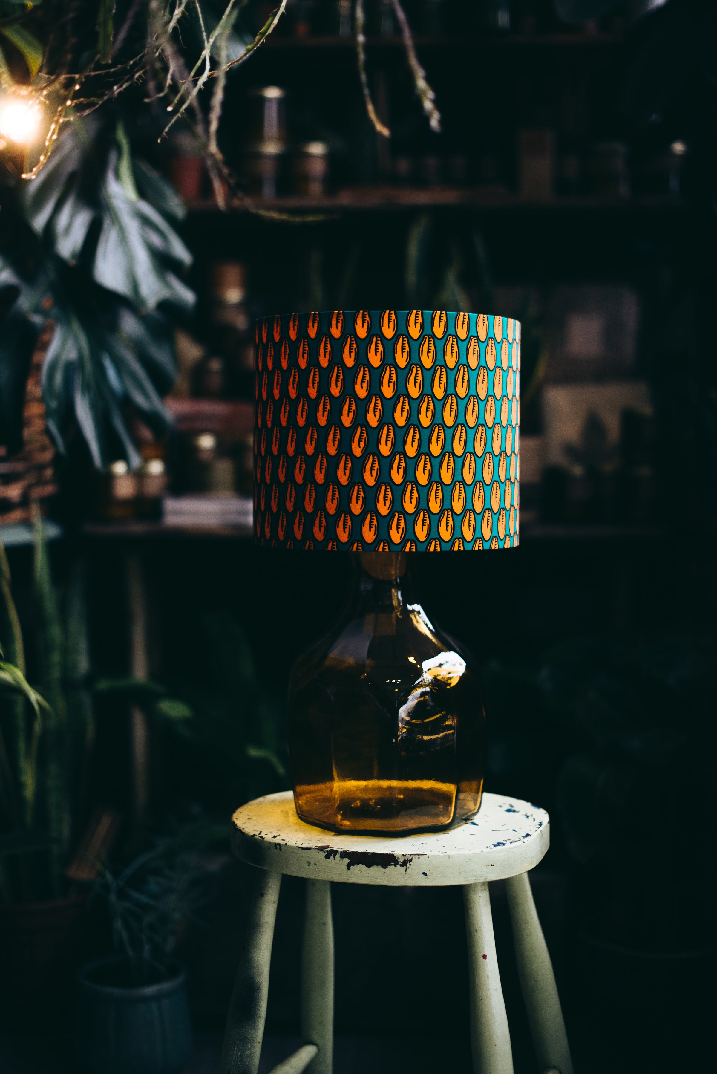 Orange and Blue - Handmade pendent drum lampshades