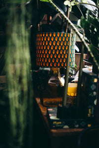 Orange and Blue - Handmade pendent drum lampshades